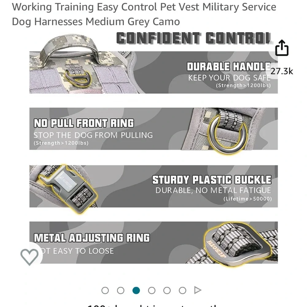 AUROTH Tactical Dog Harness for Small medium Dogs No Pull Adjustable harness